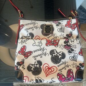 Disney Dooney & Bourke Minnie Mouse Bows and Hearts Crossbody Bag